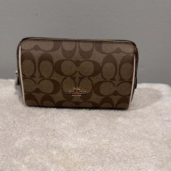 Coach Accessories - Coach Brown and Cream Monogram Brand New Cosmetic Pouch